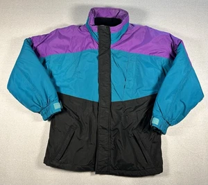 Vintage 80er 90er Damen Winter Ski Jacke Große 14 Lila Türkis Retro Sportina - Bild 1 von 10