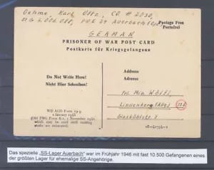 Dt. Feldpost 2. WK, Kriegsgefangenenpost 1946 "SS - Lager Auerbach" (10251) - Bild 1 von 2