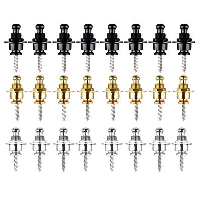 Botões de trava de alça de guitarra 8 peças para peças de alça de baixo preto/fira/dourado - Imagem 1 de 4