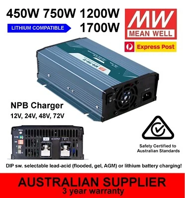 Cargador de Batería MeanWell NPB 450W 750W 1200W 1700W 12V 24V 48V 72V V variable ¡NUEVO! Foto 1 de 4