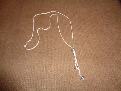 MILOR ITALY 925 Plata de Ley 28" Cuerda Collar Lariat con 3 Bolas Discoteca Foto 1 de 3