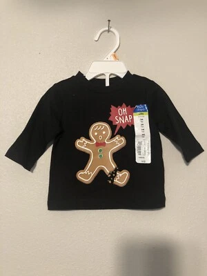 Camiseta para bebé Okie Dokie 3M (8-12,5 libras) con galleta de jengibre que dice “Oh Snap” Foto 1 de 4