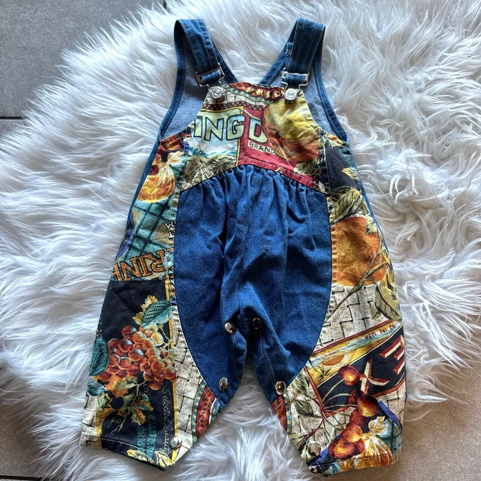 Mono hecho a mano 12M sin marca retazos granja casa de campo mameluco pierna ancha en caja Foto 1 de 4