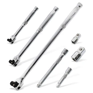 ABN Flex Handle Breaker Bar Set 7pc - 1/4 3/8 and 1/2in Drive Breaker Bar Set - Picture 1 of 8