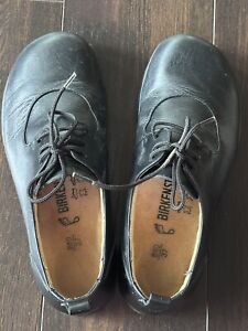 Birkenstock Footprints Black Leather Lace Up Oxfords Shoes Women's US 6 EU 37