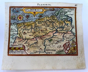 FLANDERN 1595 ABRAHAM ORTELIUS ANTIKE MINIATURKARTE 16. JAHRHUNDERT - Bild 1 von 3
