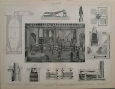 1886 Aufdruck Eisen Herstellung Rollng Blast Furnace Tuyeres Pfeife Waste Gase