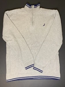 Nautica Sweater Youth Boys XL(18/20 ) Grey Blue Long Sleeve 1/4 Zip Stretch Knit - Picture 1 of 18