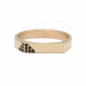 14K Gold 0.04 Ct. Black Lab-Created Diamond Triangle Setting Band Ring - Picture 1 of 1