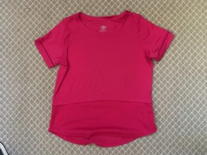 Athletisches heißes rosa T-Shirt mit durchbohrtem Unterteil - neu ohne Etikett Größe L/G (10-12) - Bild 1 von 2
