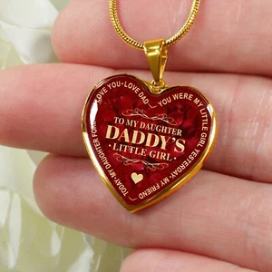 To My Daughter Luxury Heart Necklace, Dad and Daughter Gift For Birthday Wedding - Picture 1 of 9