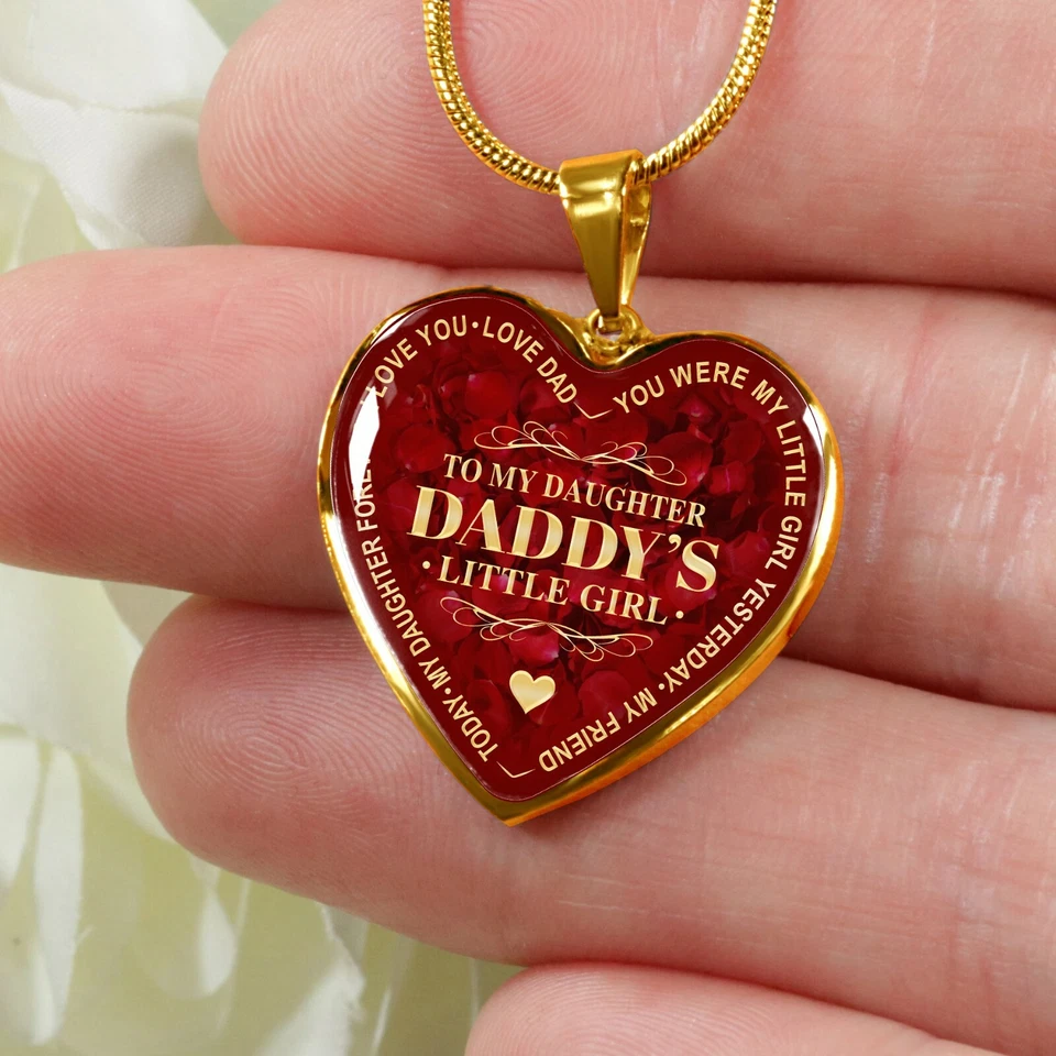 To My Daughter Luxury Heart Necklace, Dad and Daughter Gift For Birthday Wedding - Image 1 of 1