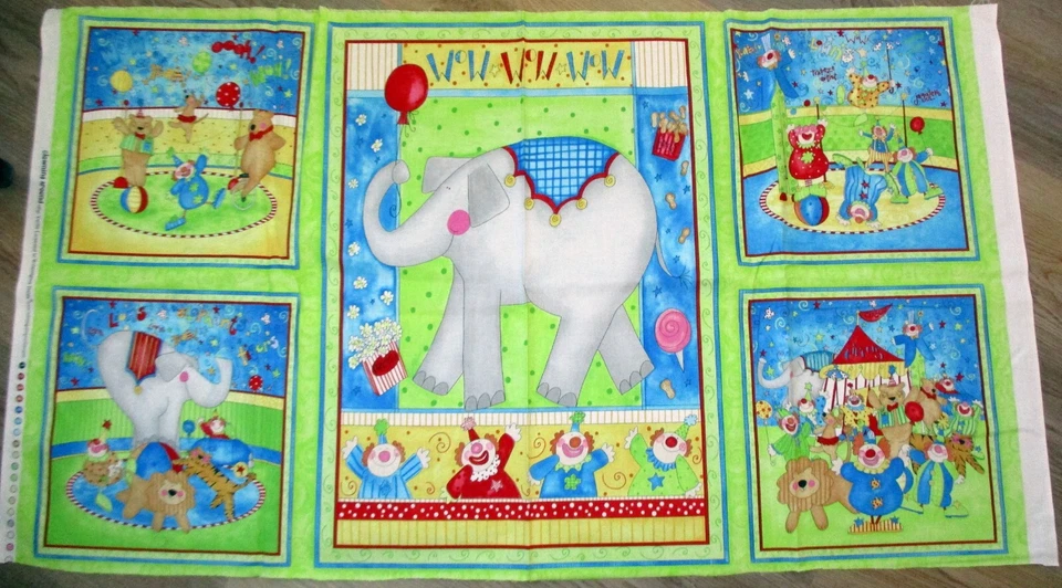 1 Panel de tela de tela de acolchado de costura y costura colorido "Payaso alrededor" Foto 1 de 1