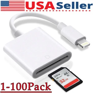 SD Card Adapter Camera Reader for iPad iPhone 6 6S 7 8 Plus 11 12 Pro X Xs Lot - Picture 1 of 16