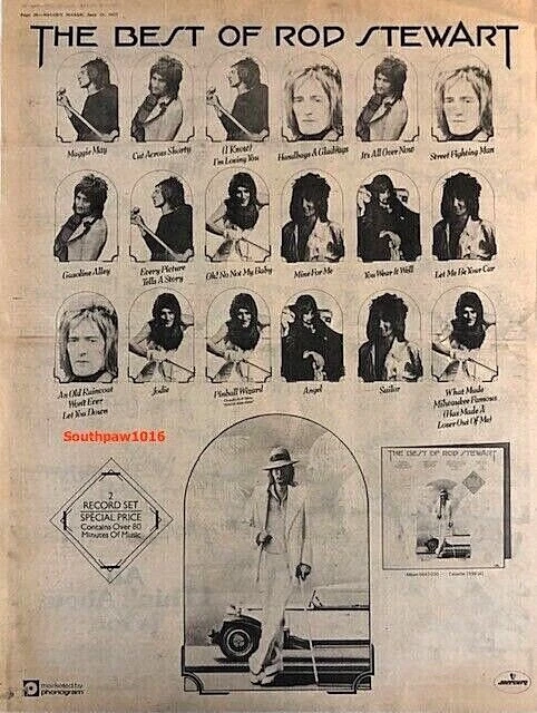 Original 1977 Rod Stewart "Best Of Rod Stewart" Album Release Promo Print Ad - Image 1 of 1