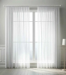 Weiße Voile Gardine HXB 145x450 cm transparent Bleibandabschluss viele Größen - Bild 1 von 9