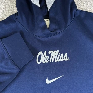 Nike Dri-Fit Men’s Large Ole Miss Rebels Blue Hoodie Sweatshirt - Picture 1 of 4