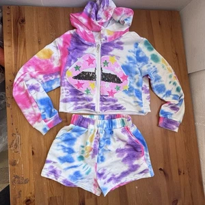 Lola + the boys tie die hoodie and shorts outfit size 8 - Picture 1 of 8
