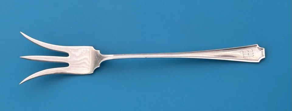 Garfo de servir alface grande prata esterlina Durgin FAIRFAX com monograma - Imagem 1 de 4