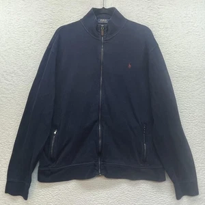 Suéter Polo Ralph Lauren Para Hombres XL Azul Estate Costilla Cremallera Completa Cuello Simulado Poni Golf - Imagen 1 de 12