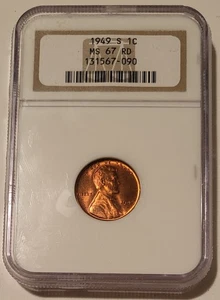 NGC 1949 S Lincoln Wheat Cent MS67 RED - Picture 1 of 4