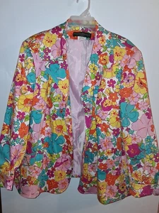 Harve Benard mehrfarbiger langärmliger Blazer mit Blumenmuster und 4 Knöpfen Größe 22 W - Bild 1 von 3