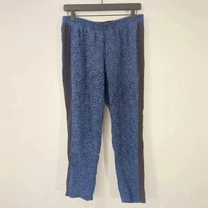 Theory Silk Jogger Pants Blue & Black Leopard Print - Picture 1 of 6