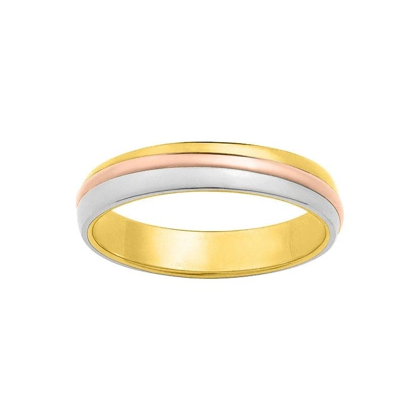 Alliance Homme Or Jaune Blanc et Rose 18k - Photo 1/1