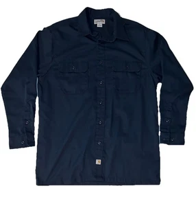 Carhartt Long Sleeve Dark Blue Button Up Shirt Size L - Picture 1 of 7