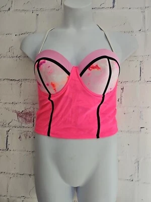 Kmart Joe Boxer Corsé Bustier Traje de Baño Top Plus 1X Rosa Neón Salpicaduras Nuevas Etiquetas Foto 1 de 4
