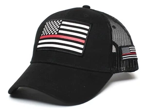 Gorra Flag Thin Red Line EE. UU. Bandera Adulto Talla Única Sombrero Negro - Imagen 1 de 4