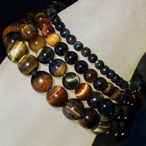 Handmade Natural Gemstone Round Beads Stretch Bracelet 4mm 6mm 8mm 10mm 7.5"