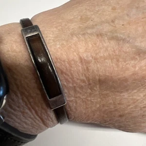 Sterling Silver Brown Leather 7” Bracelet - Picture 1 of 6
