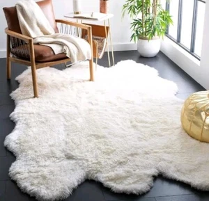Rustic Modern Luxurious Soft Sheepskin Area Rug White - Picture 1 of 11