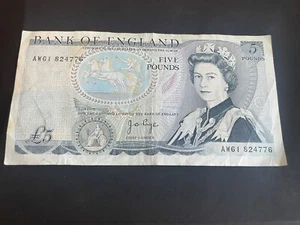 J.B.PAGE Fünf Pfund Banknote, £5 zirkuliert, The Duke of Wellington. - Bild 1 von 2