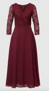 Swing Damen Cocktailkleid weinrot Größe 38, eher 36, mit Spitzenbesatz - Bild 1 von 3