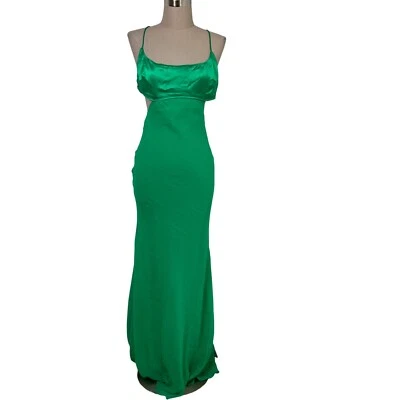 Maxi Vestido Verde Corte Sin Espalda Formal Vestido Fiesta Cóctel Talla 0 de ASOS Nuevo con Etiquetas Foto 1 de 4