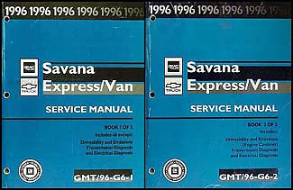 Chevy Express GMC Savana 1996 furgoneta taller de reparación conjunto manual 96 G1500 G2500 G3500 Foto 1 de 3