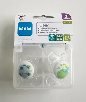 MAM Clear Soothers Translucent 0m+, Pack of 2, Pacifier, Orthodontic Soothers - Image 1 of 4