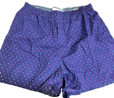 Vtg GILDAN Men's Boxers Cotton Poly Purple Blue Polka Dot Size 2XL Single Stitch - Image 1 of 4