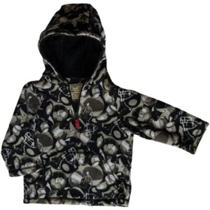 EUC The Children's Place Allover Sports Print Fleece Hoodie, Size 24 Months - Picture 1 of 2