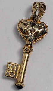 Gold Over Sterling Key Pendant Black Onyx Made in Italy - Picture 1 of 7