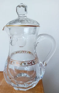 Krug Kanne Mit Deckel Crystal von Böhmen Abgeschrägte Kante Golden 26 CM - Bild 1 von 5