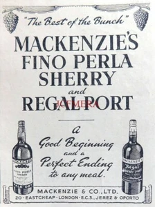 MACKENZIE'S 'Fino Sherry & Tawny Port' Drinks ADVERT #2: Small 1952 Print 670/81 - Picture 1 of 1