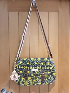 Borsa messenger nuova con etichette HT London 'Geometry' gialla/marina tracolla/borsa - Foto 1 di 21