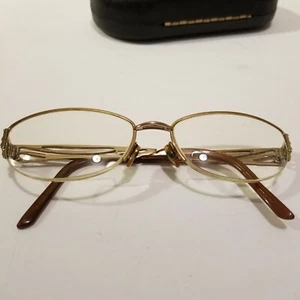 Half Rim Eyeglasses FRAMES ONLY Gold Tone Adult Womens 3141 54-17-135-15 & Case - Picture 1 of 11