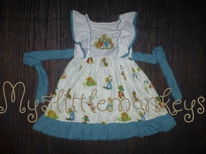 NEW Boutique Peter Rabbit Sleeveless Girls Ruffle Easter Dress - Picture 1 of 9