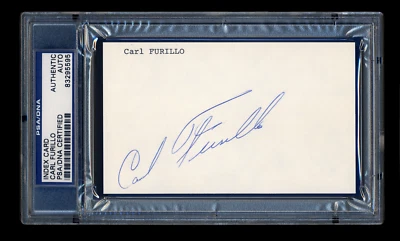 CARL FURILLO SIGNED MINT INDEX CARD PSA/DNA AUTO BROOKLYN DODGERS 1955 WSC - Image 1 of 2