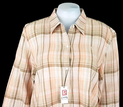 CHAPS By RALPH LAUREN Womans Pink LINEN 3/4 Sleeve EVENING SHIRT - XL - RRP £59 - Image 1 of 4