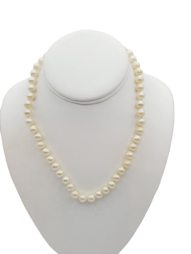 OFF WHITE Collana di perle finte annodate bianco sporco 16"